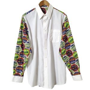 Pilsner Craft Beer Hipster Shirt Size L Homebrew Happy Hour Button Up Mens